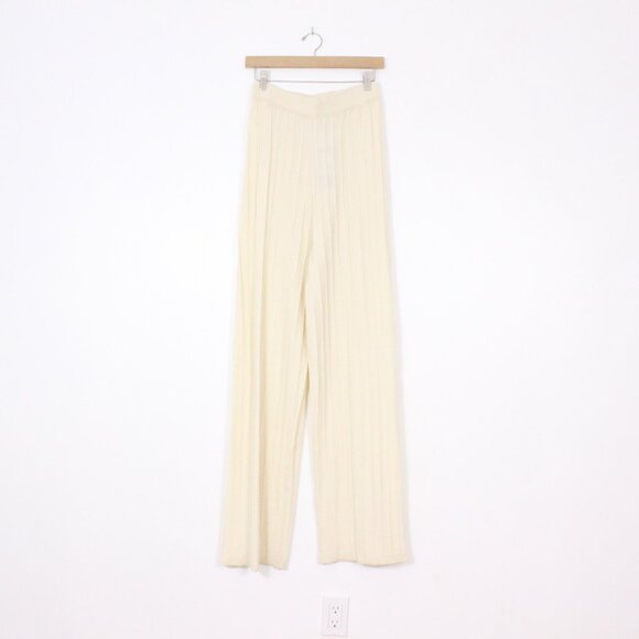 *Nasty Gal 50% Recycled Knitted Wide Leg Pant Cream High Rise - Picture 4 of 7